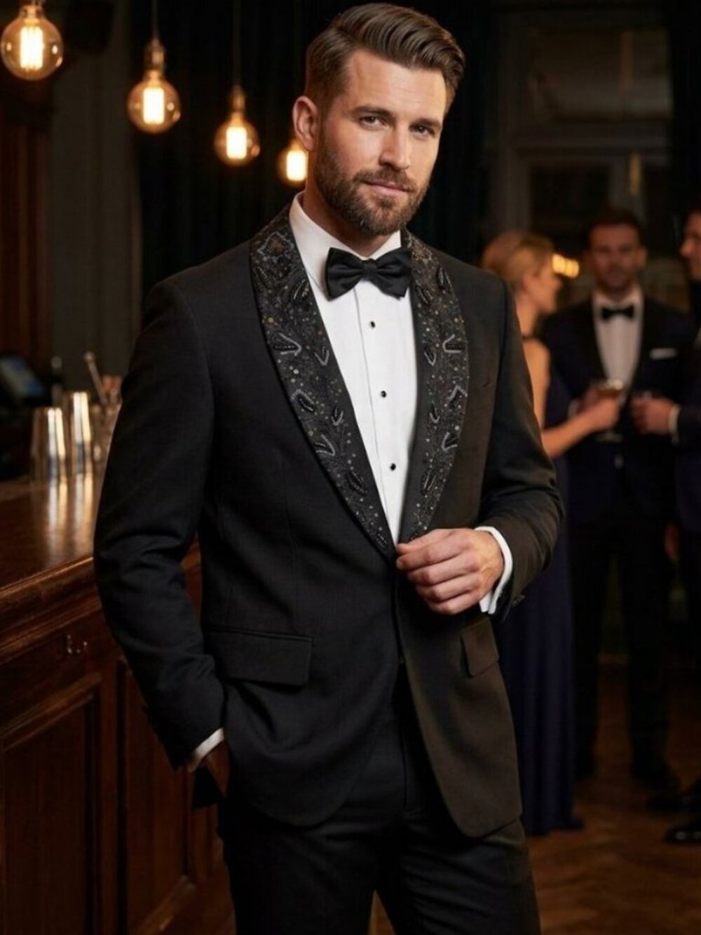 Roberto Cavalli Blazer Beaded Embellished Lapel Black L Formal Tuxedo Designer